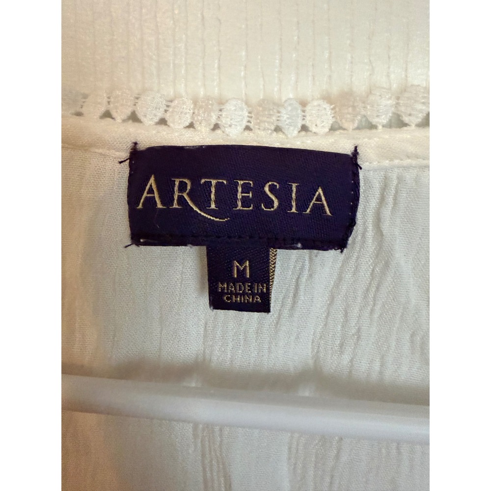Artesia White Eyelet Lace Sleeveless Blouse V-Neck Boho Tank Top Womens Size M - Picture 5 of 7